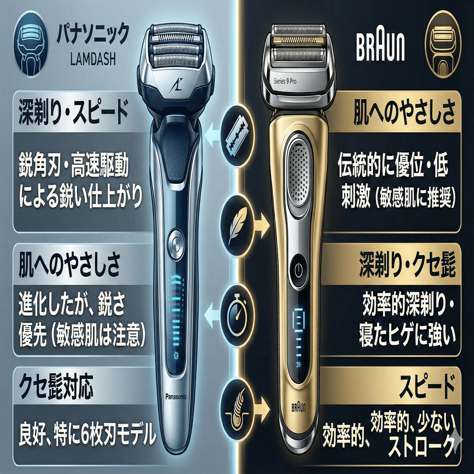 ラムダッシュ（パナソニック）とブラウン違いを比較！どっちがいい