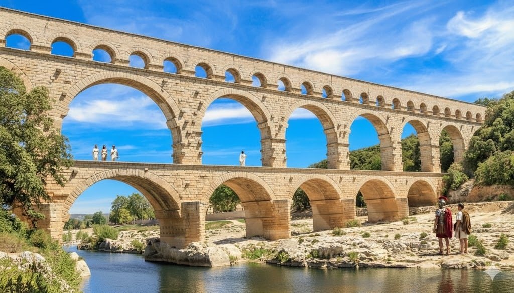 世界遺産 古代ローマの水道橋 ポン・デュ・ガール AI生成で復元