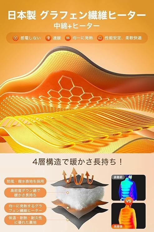 [櫻の萌] 電熱ベスト 加熱ベスト 前後25箇所発熱 50000MAHバッテリー 加熱服 日本製繊維ヒーター USB給電 電熱ジャケット メンズ レディース 3段階温度調整 丸洗い 防寒対策 (JP, アルファベッ… 本音レビュー】櫻の萌 電熱ベスト 加熱ベスト ヒーター 25箇所発熱