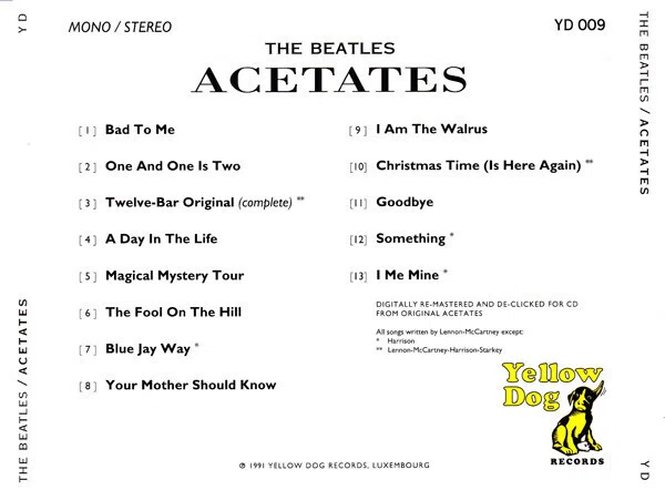 ビートルズの海賊盤CD『Acetates』（Yellow Dog）｜真鍋新一