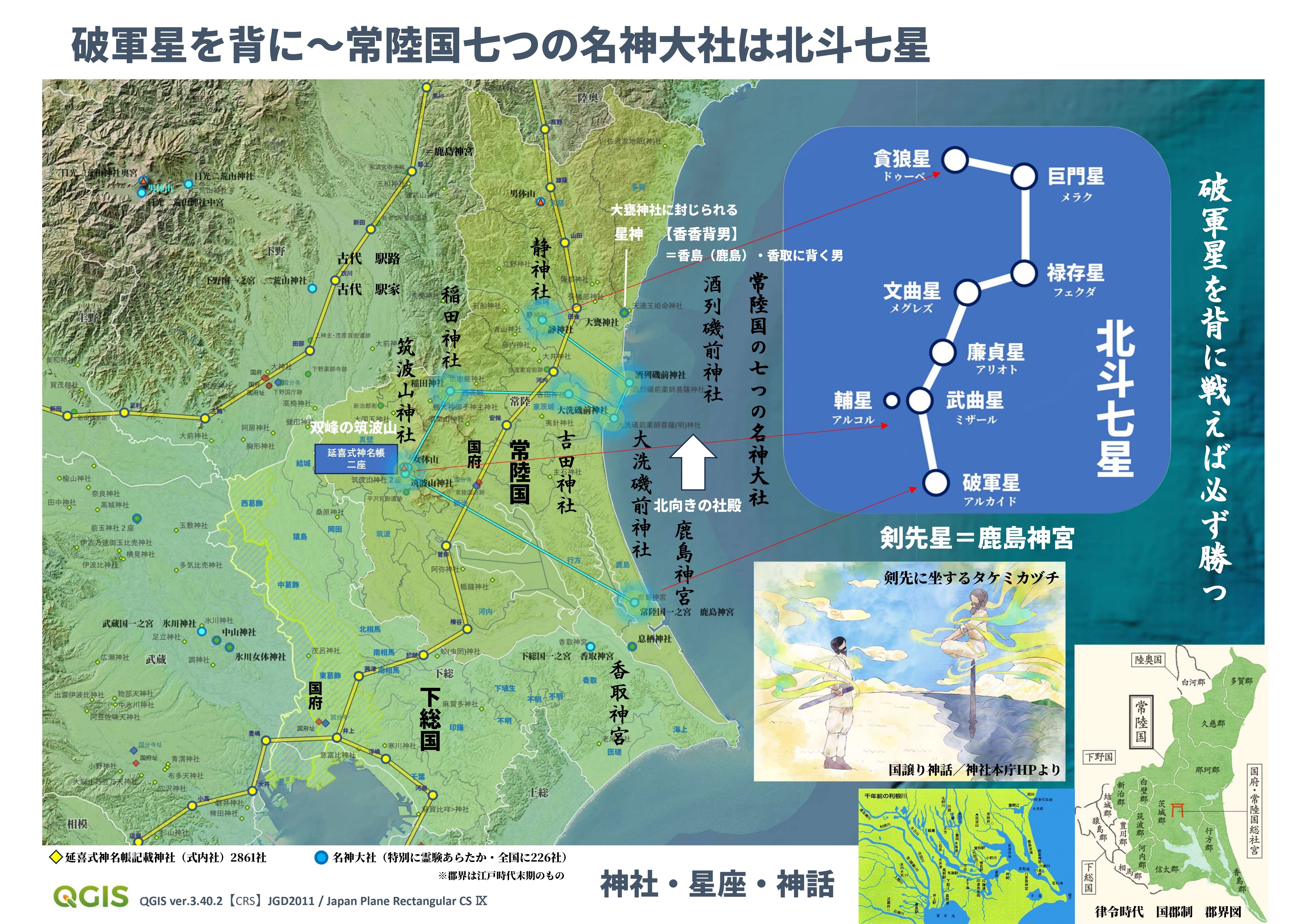 神社を結んでできる『地上絵』について｜穂志比古