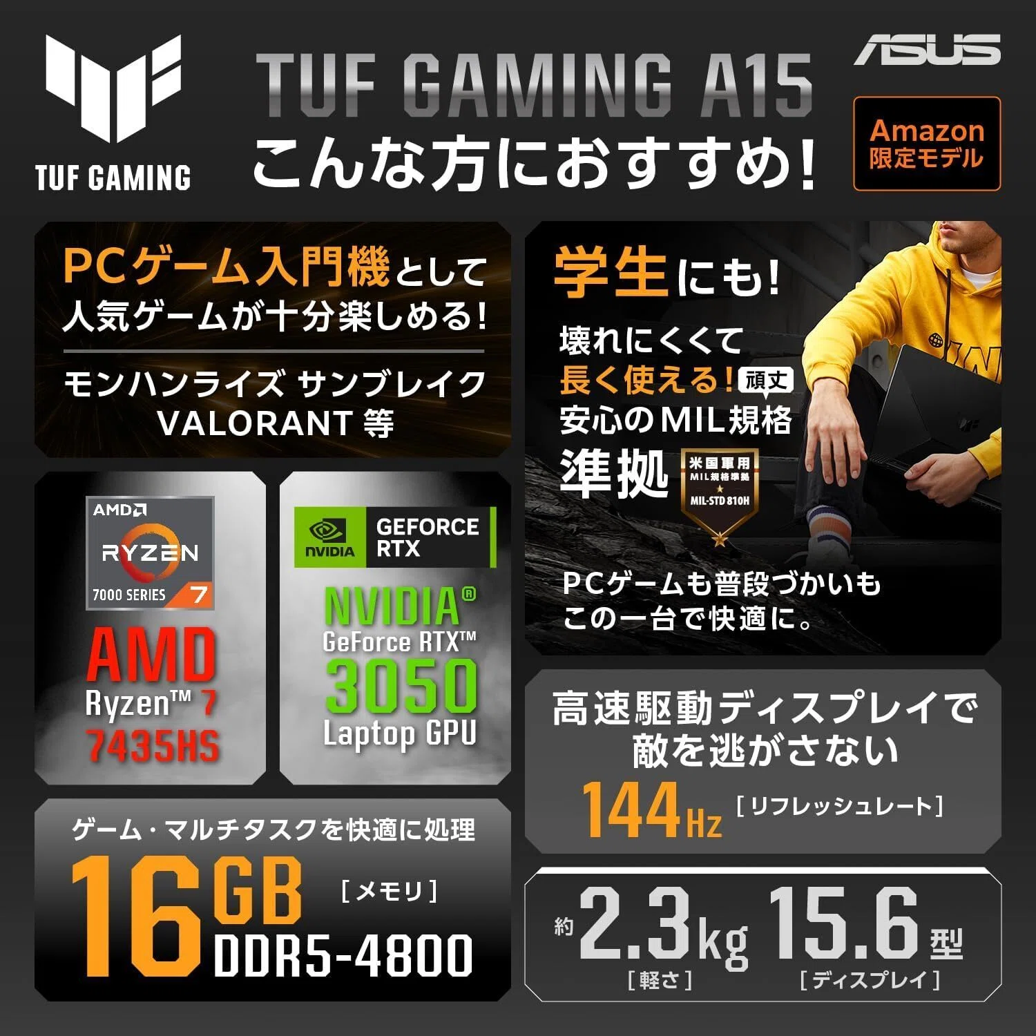 本音レビュー】Amazon限定 ASUS ゲーミングノートPC TUF Gaming A15 