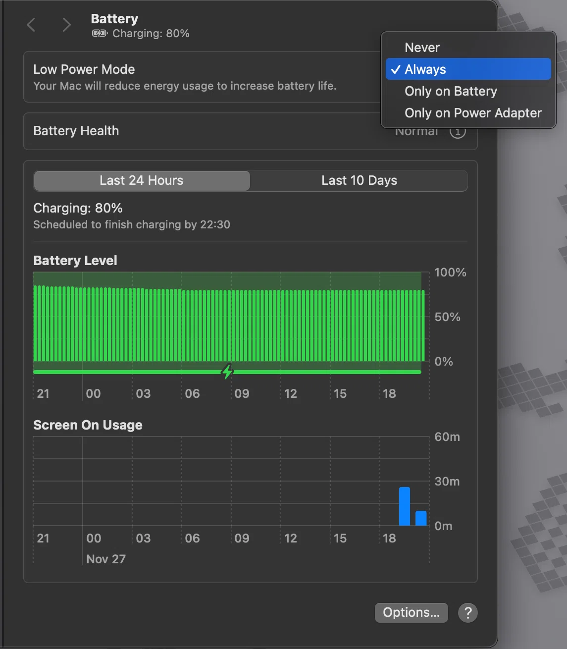 Low Power Mode Computer Always