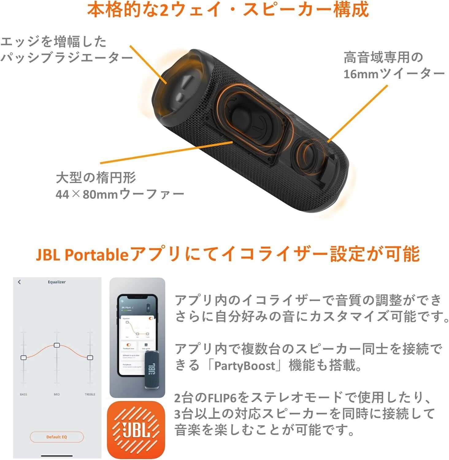 本音レビュー】JBL FLIP6 Bluetoothスピーカー 2ウェイ・スピーカー