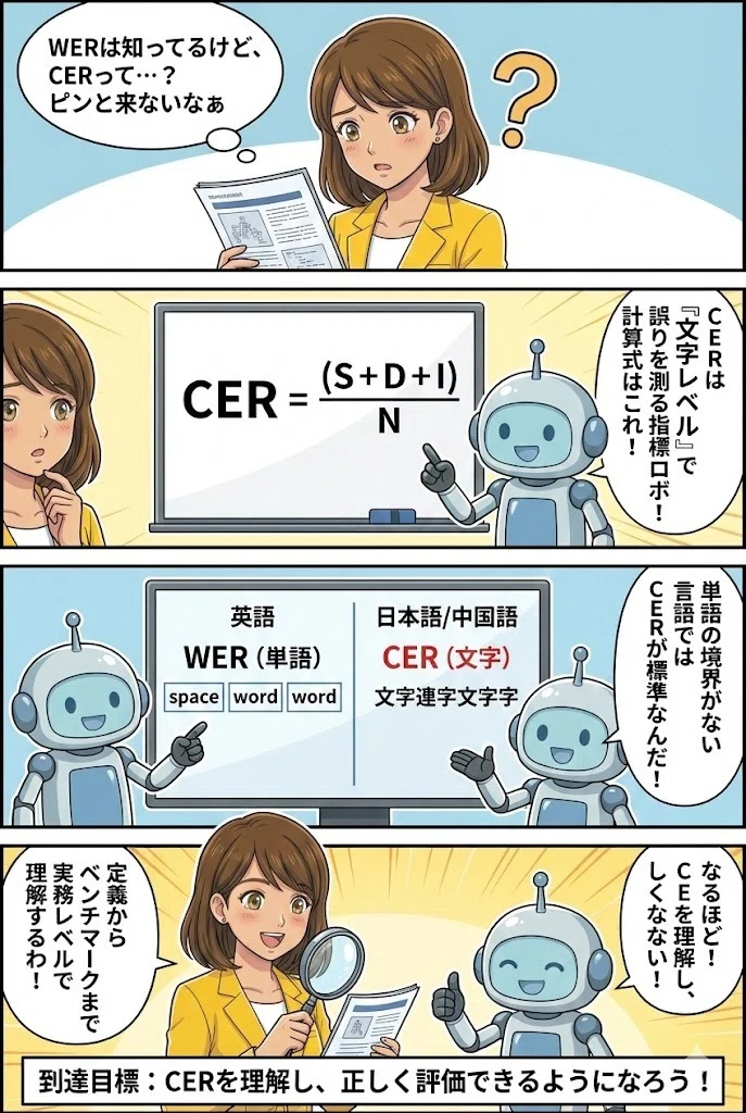マンガで理解]CER（Character Error Rate：文字誤り率）ってなんだ