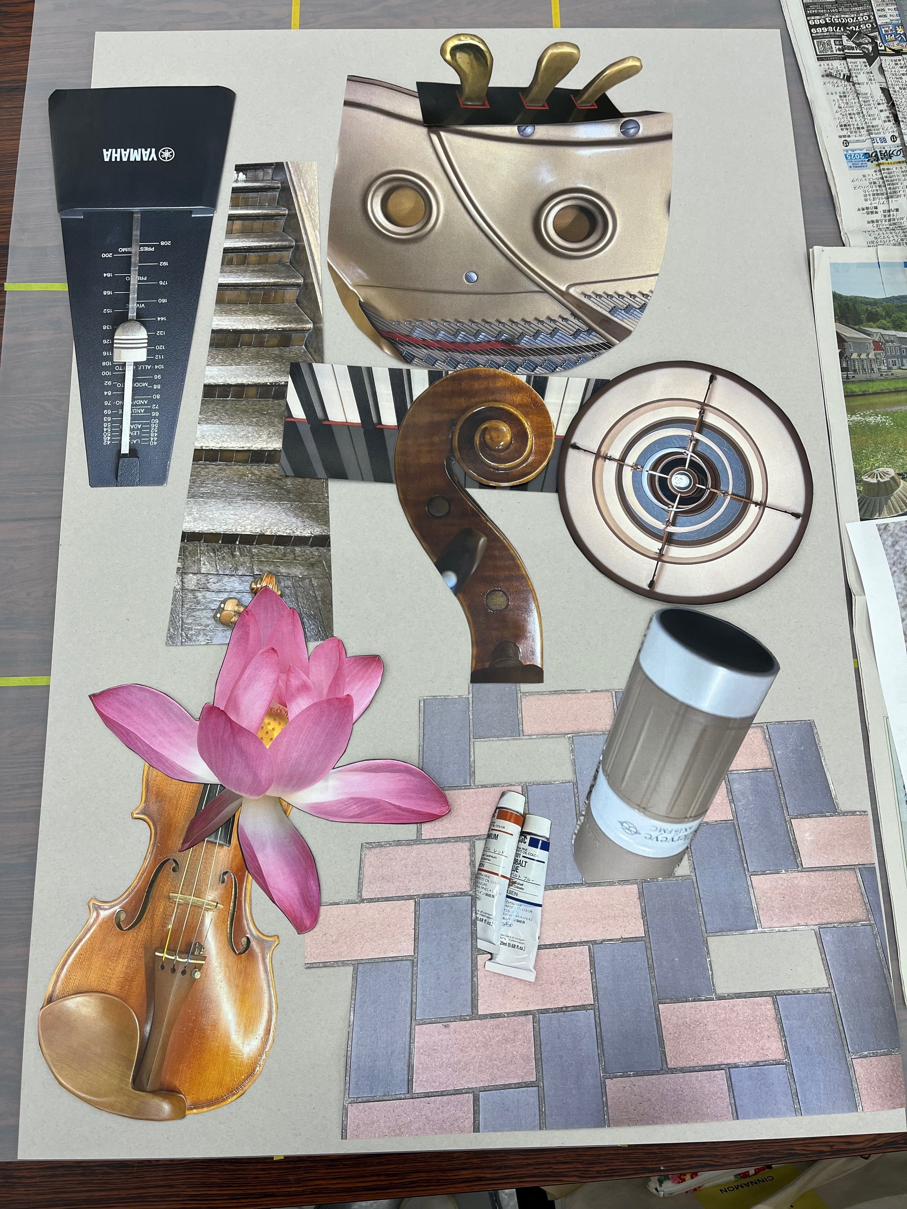 コラージュと油彩｜coomin