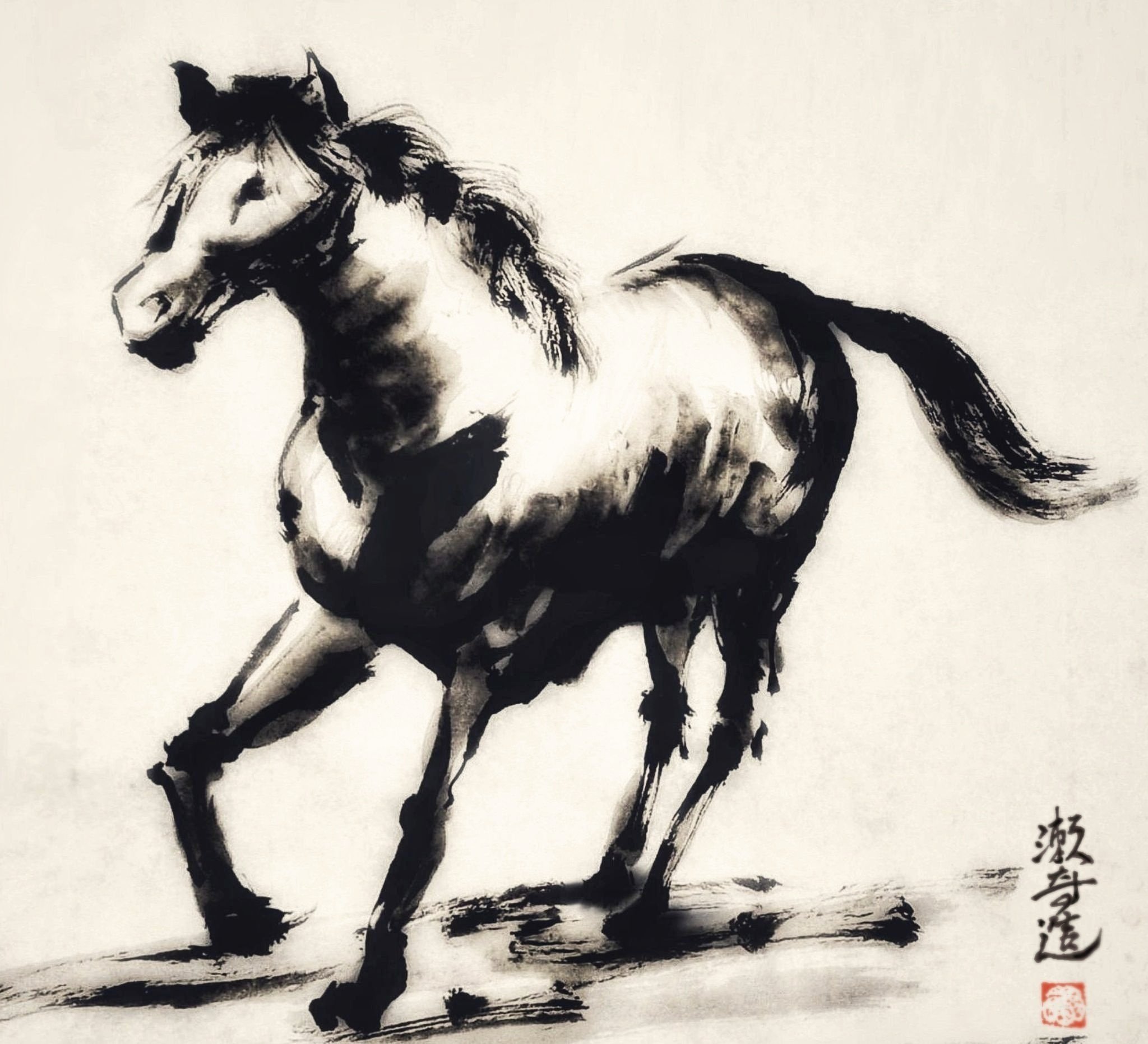 馬』水墨画｜せきぞう、