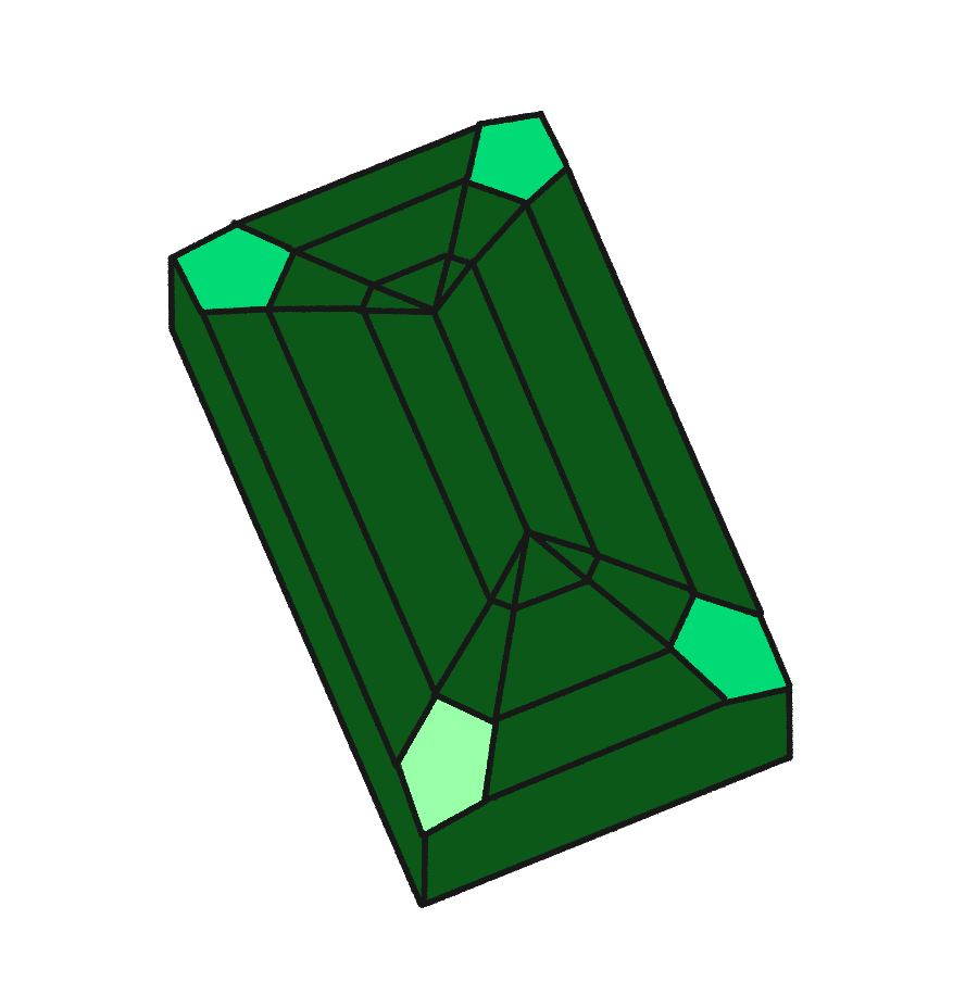 エメラルドカットについて｜ごもも_宝石研磨している人