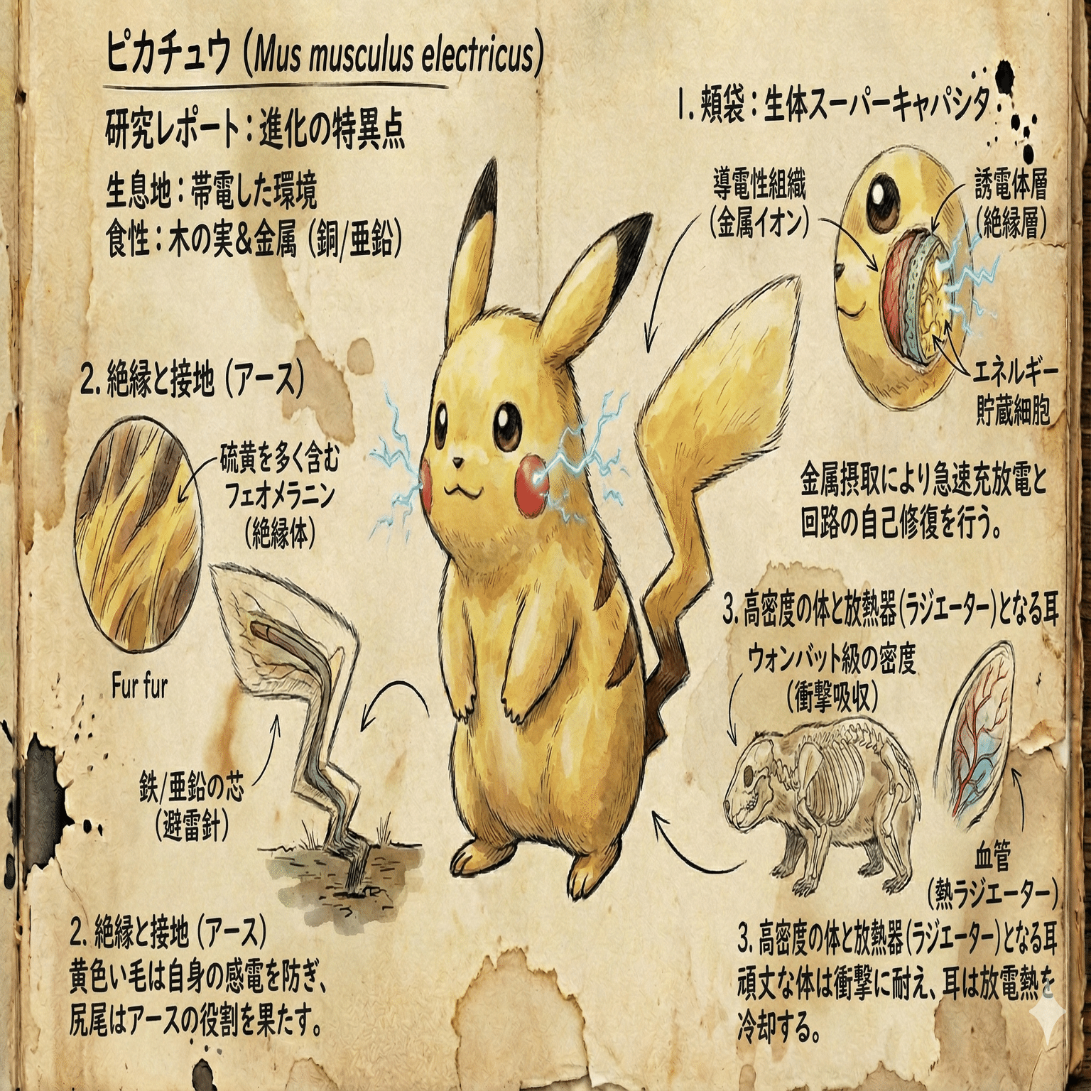 AI実験】Gemini「Deep Research」で、ピカチュウを生物学的に解剖して