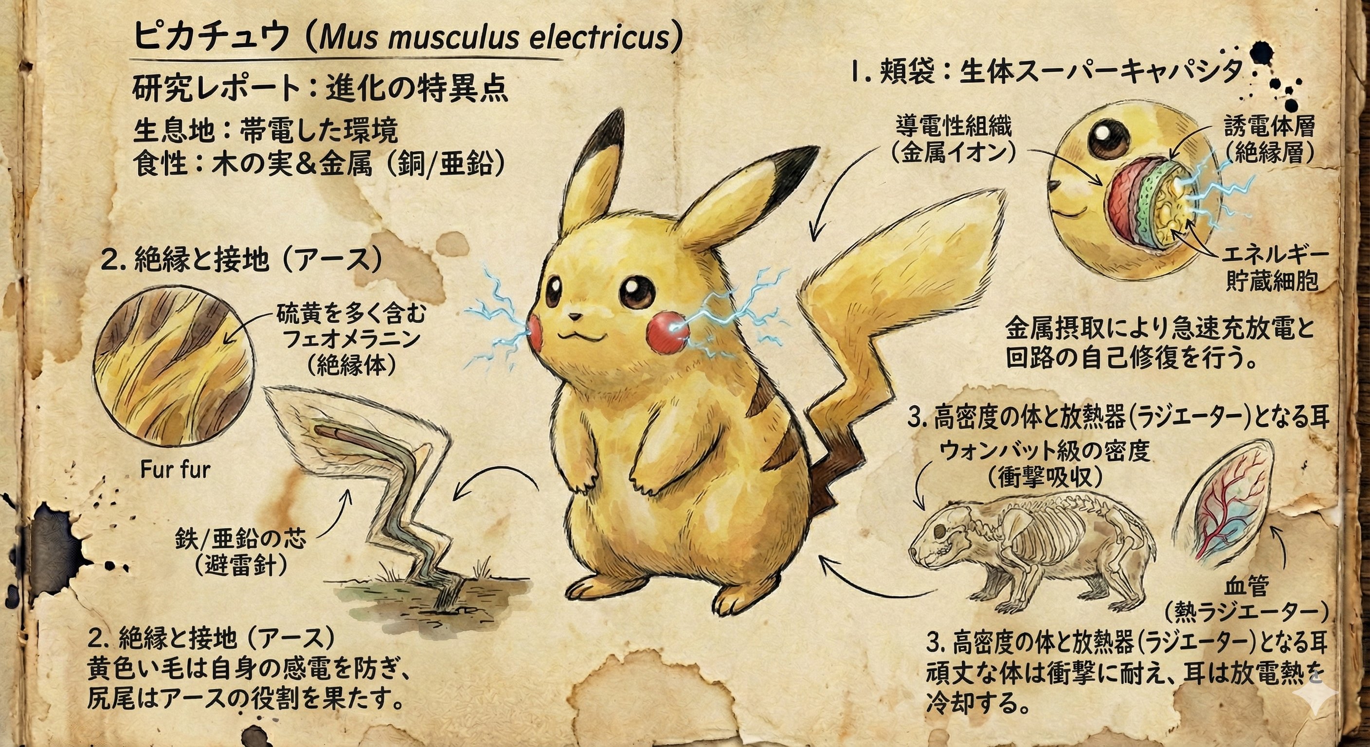 AI実験】Gemini「Deep Research」で、ピカチュウを生物学的に解剖して