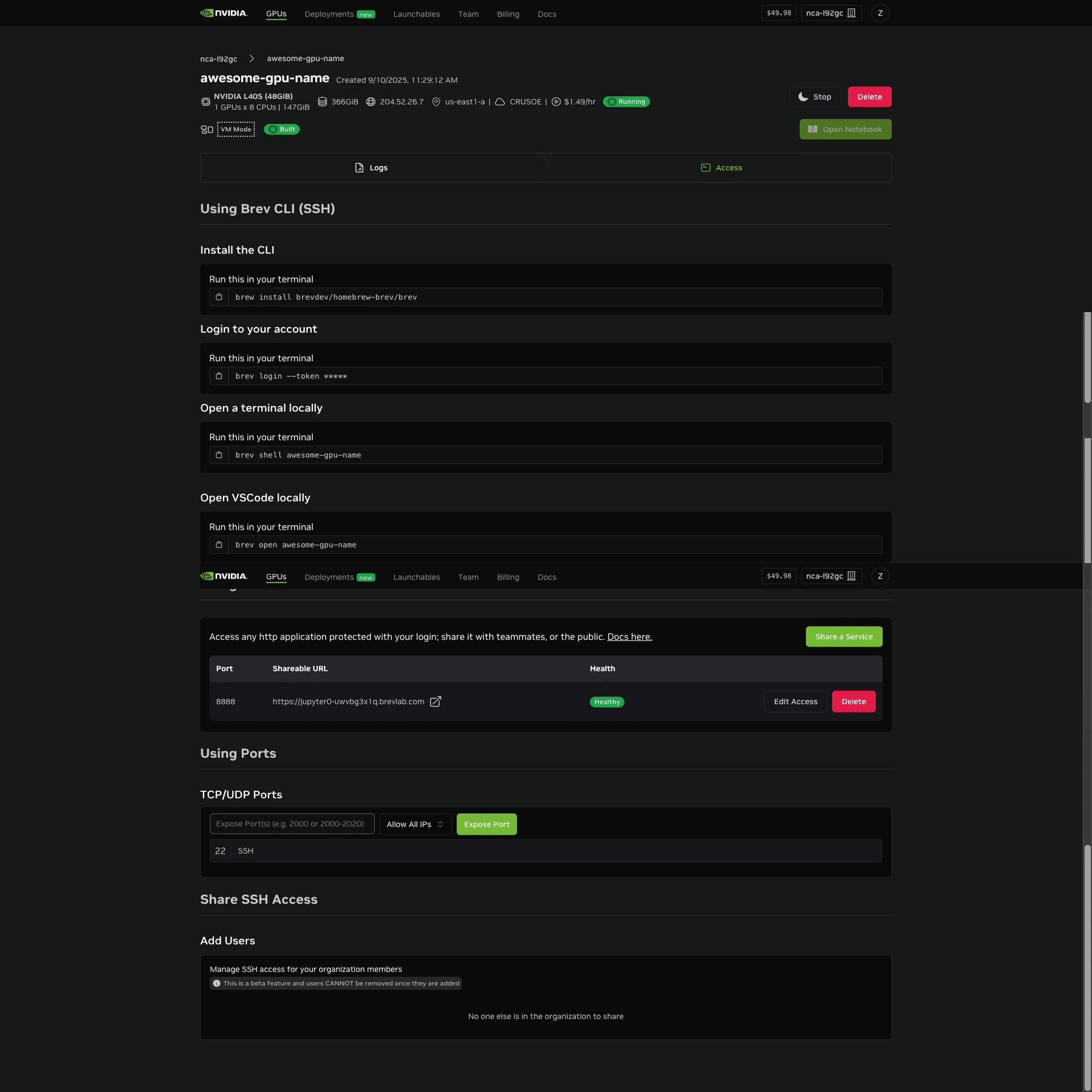 NVIDIA Brev のクイックスタート｜npaka