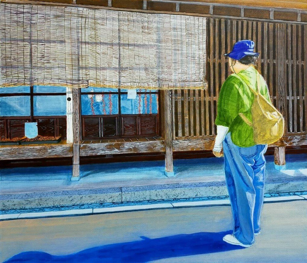 アクリル画　人物　1095 アクリル画 人物 1095 人物 アクリル画 人物 アクリル画 人物画 カード