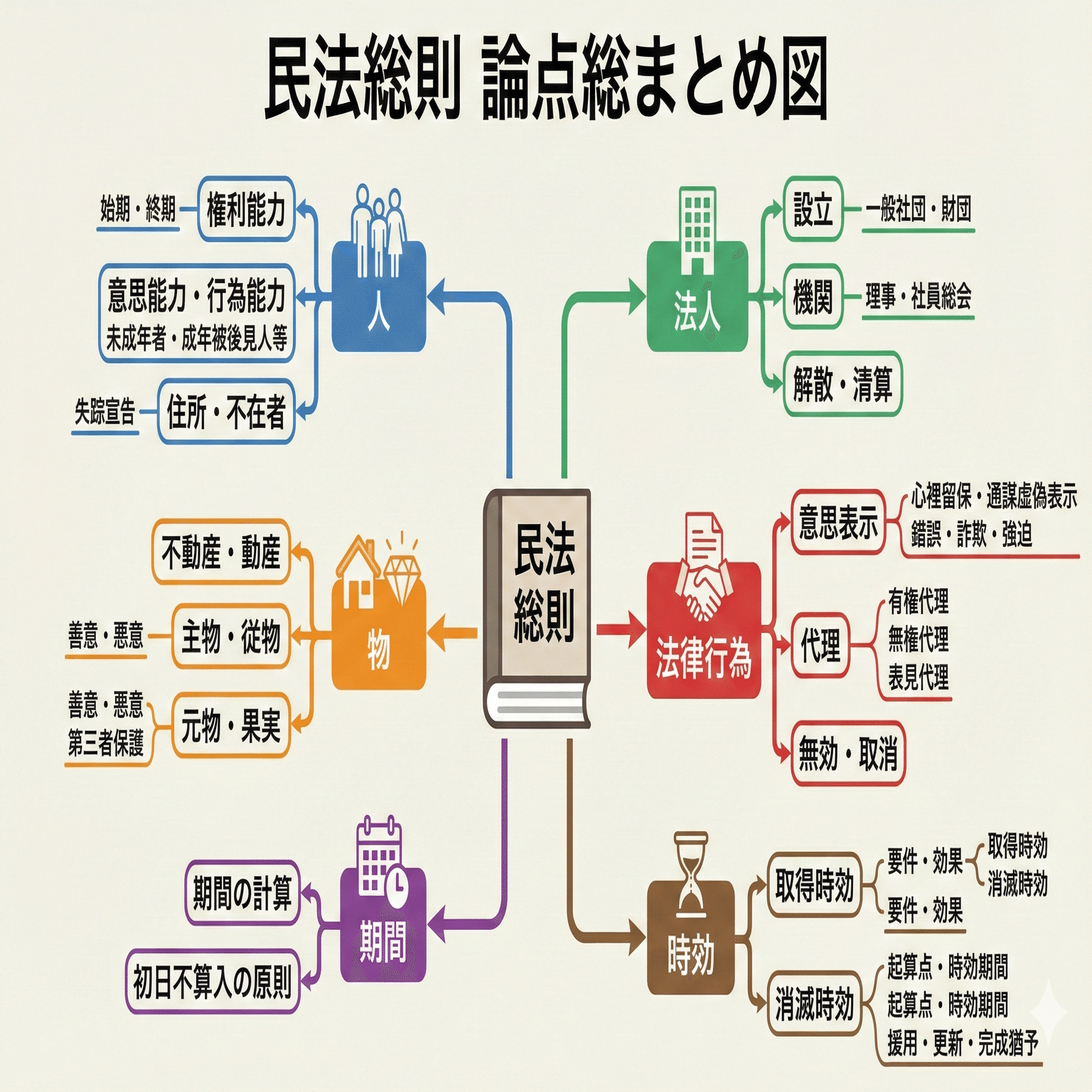 128】総まとめ図「民法編」／令和8年度行政書士試験対策｜法令択一