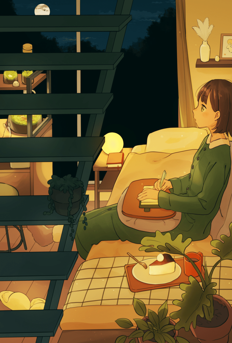 イラスト解説】月夜、心の赴くままに過ごす時間を描く。｜松峰