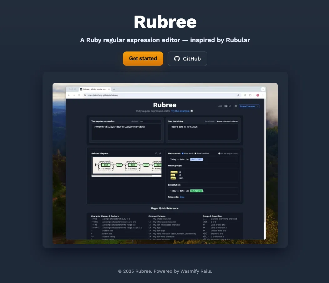 Ruby様確認ページ 🆕 正規表現エディタ「Rubree」を紹介｜YassLab 株式会社