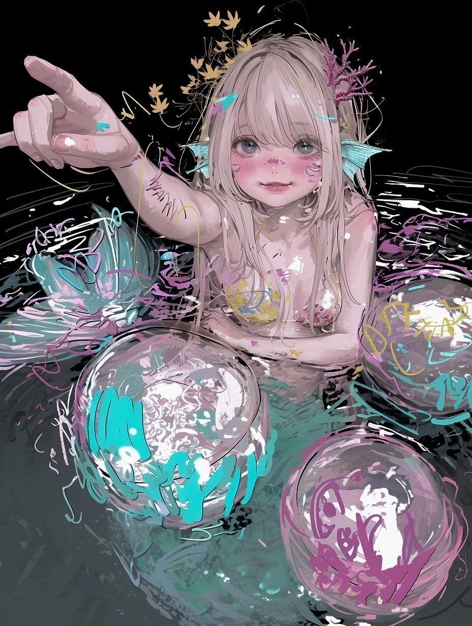 白銀の髪同盟】祈りを喰む人魚 (#AIイラスト#画像生成AI#niji6)｜スイ