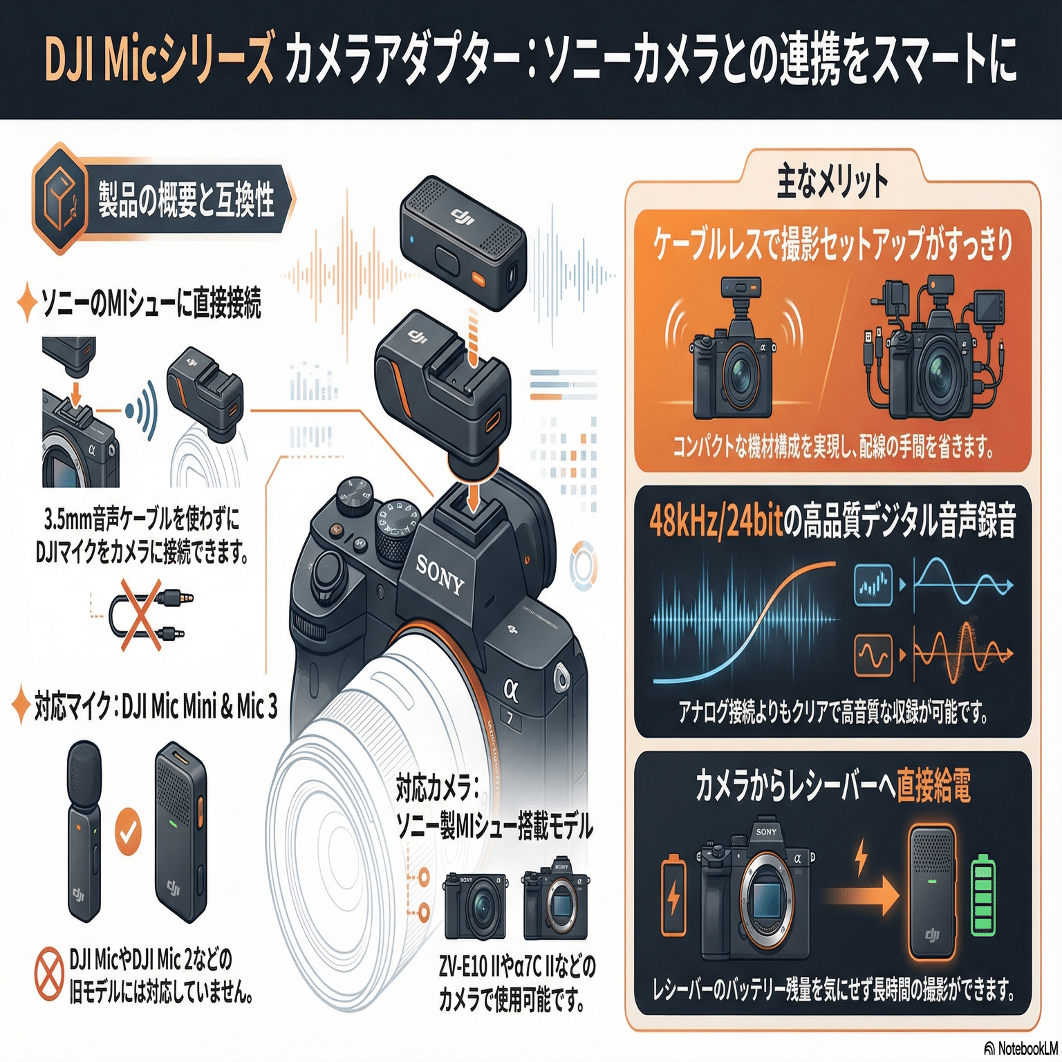 レビュー】DJI Micシリーズ カメラアダプター：ソニーMIホットシューで