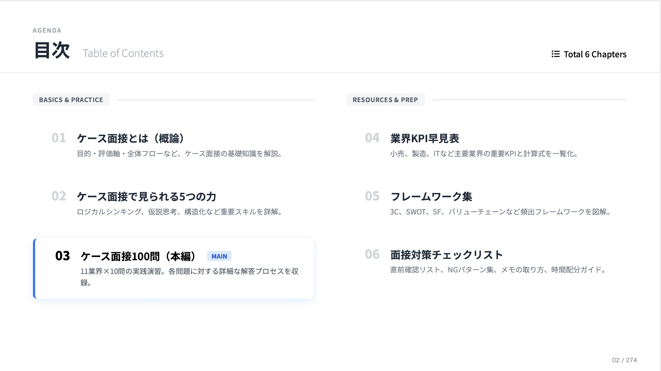 コンサル転職【ケース面接100問】業界KPI早見表275P 現役エージェント作成 コンサル転職ケース面接100問｜全ファーム対応・本番レベルの解答例