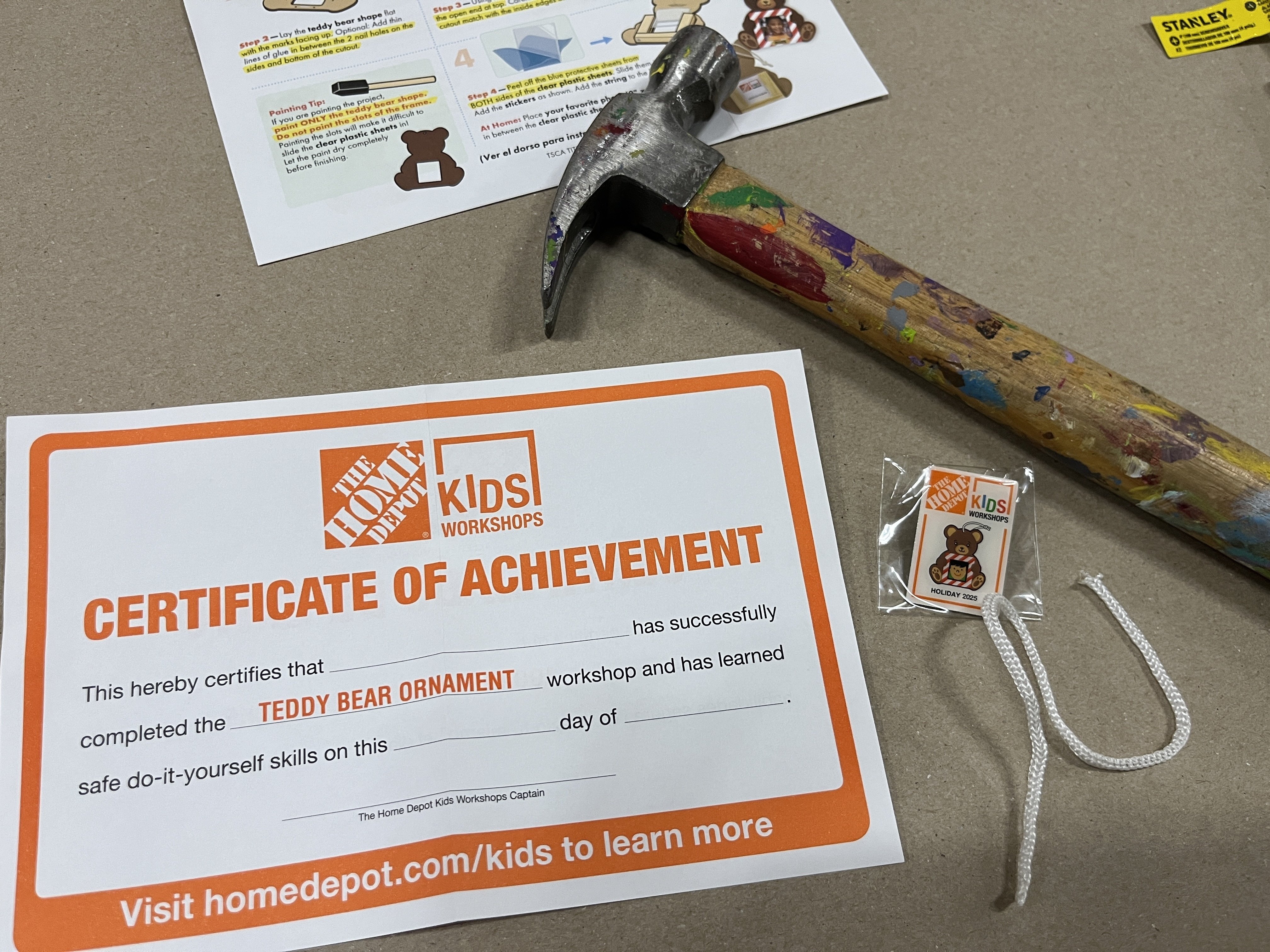 Completion certificate and hammer