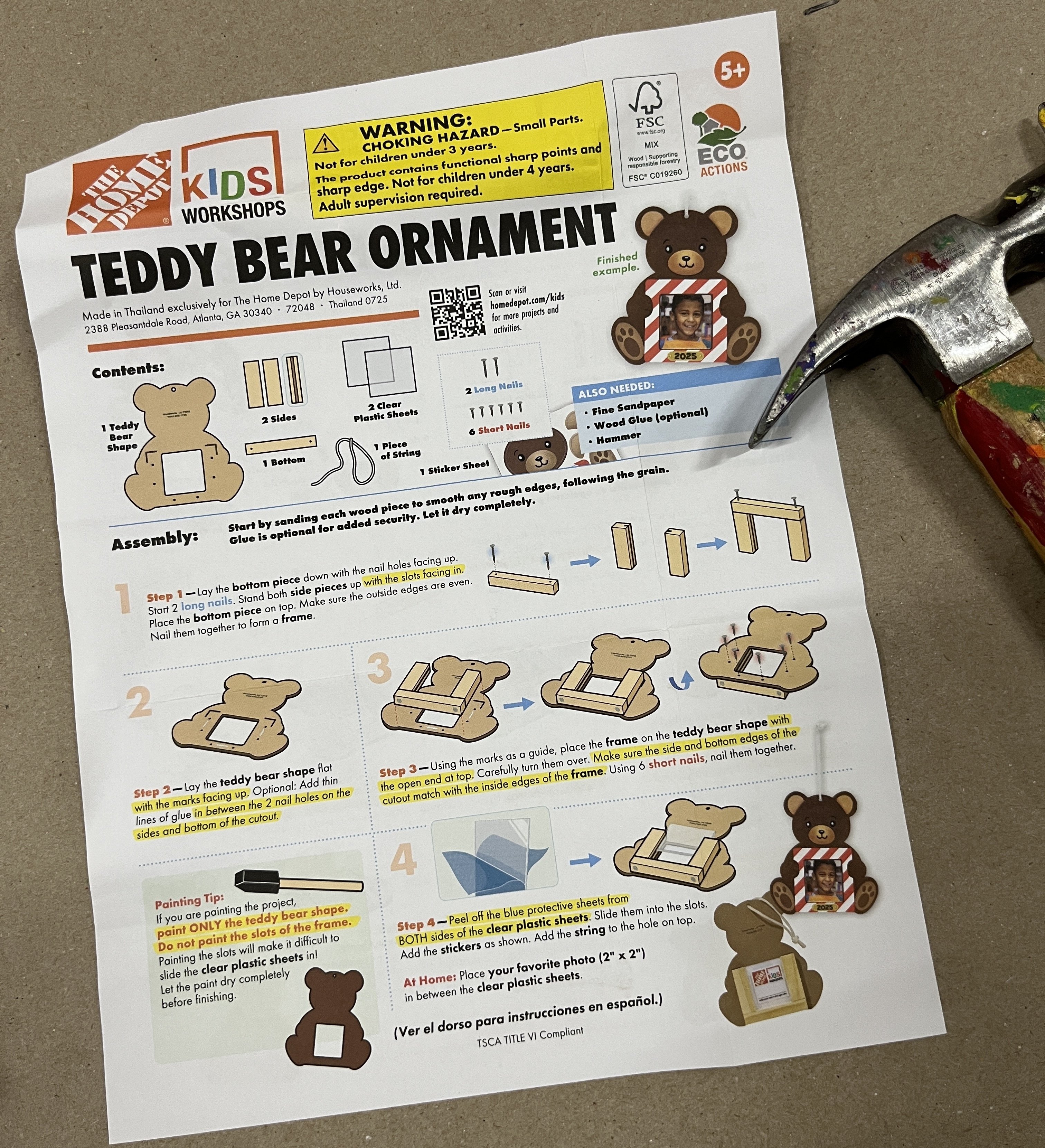 The November workshop will be an ornament with a picture of a teddy bear.