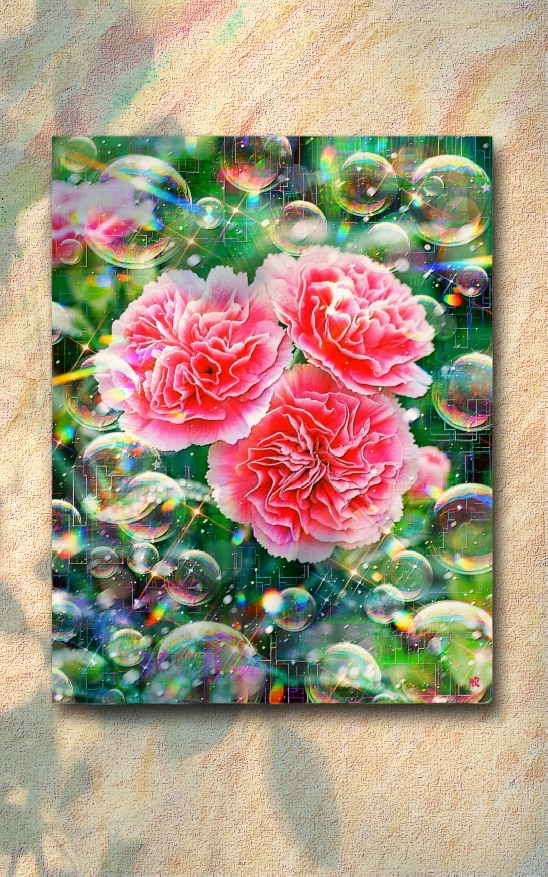 絵画 お花 作品: a-2521 彩華の庭に宿る虹の雫 Blessed Family Light｜T_GAI(戒)