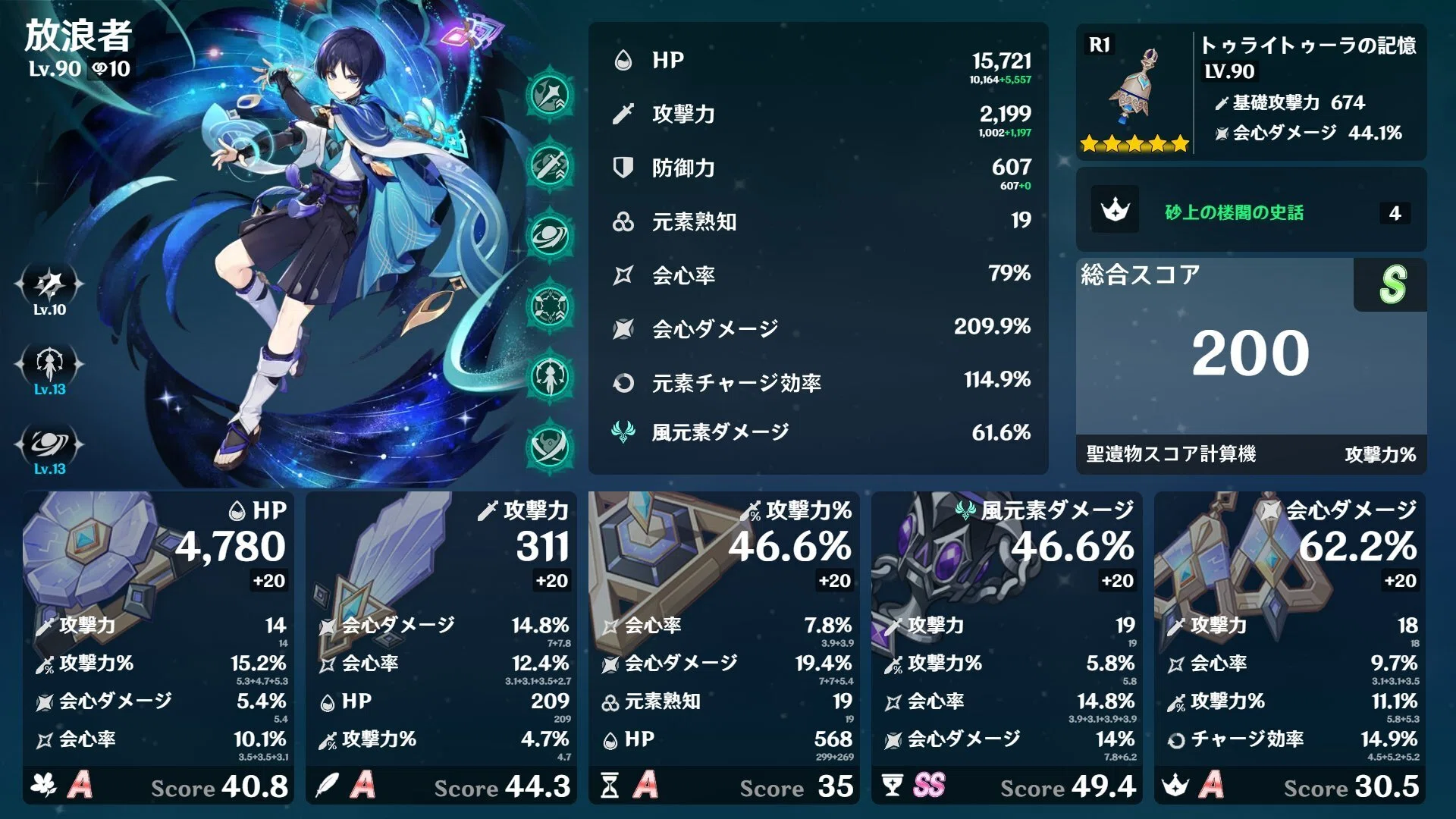 放浪者のスコア更新！【2025/12月現在200】｜銀蟹