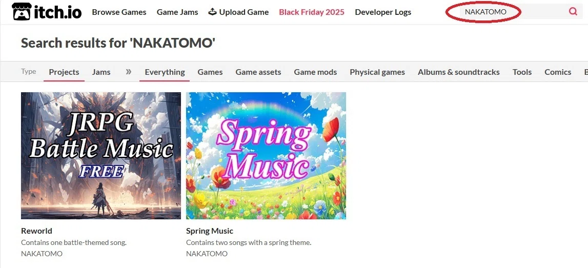 itch.io 自分のアセットが検索結果に出てこない場合｜NAKATOMO