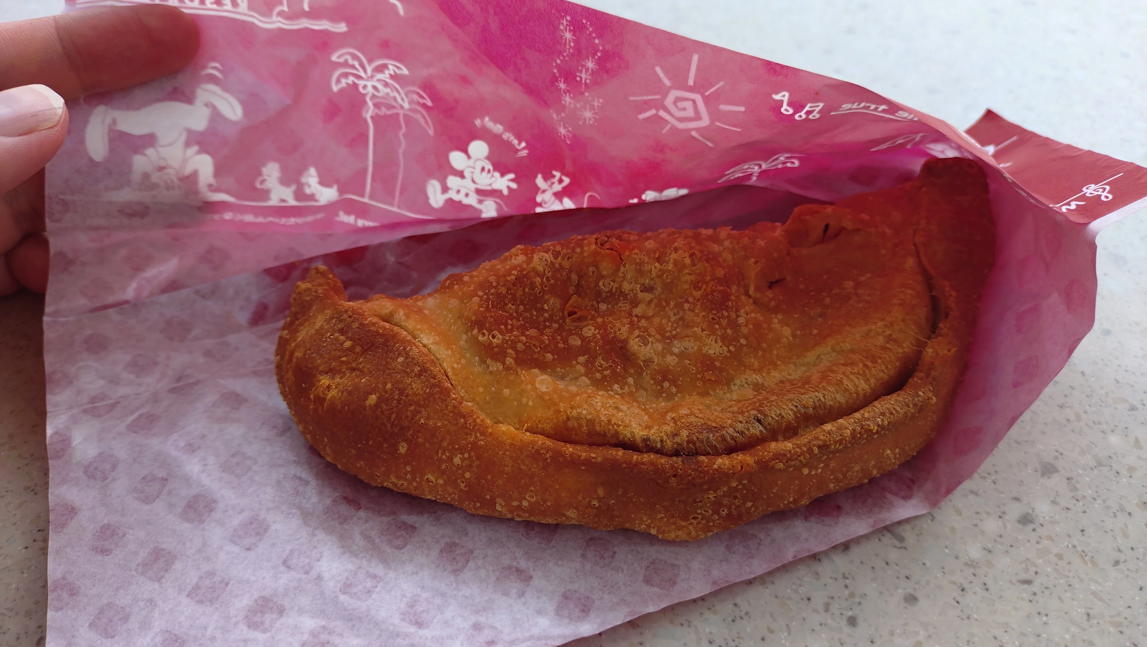 ディズニー食レポ】フライドピザ(チキン&モッツァレッラ) 食べ歩きの