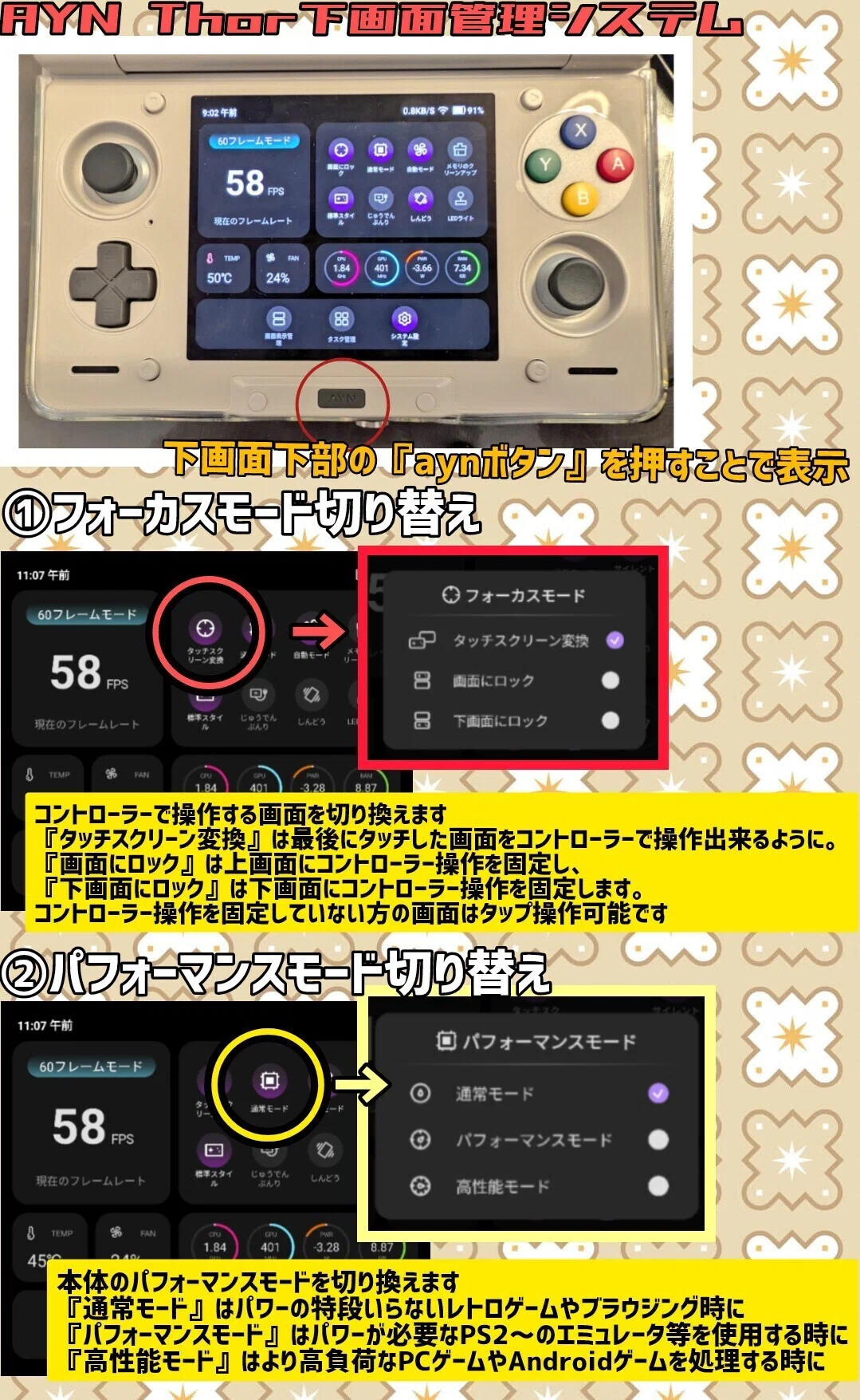 AYN Thor】今年最大の話題作2画面中華ゲーム機 AYN Thorのシステム紹介
