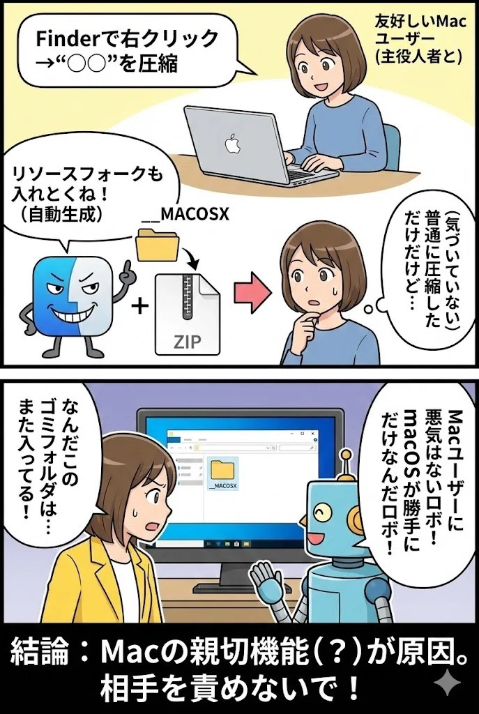 マンガで理解］Macユーザーから送られてきたZIPの謎「__MACOSX」に迫る