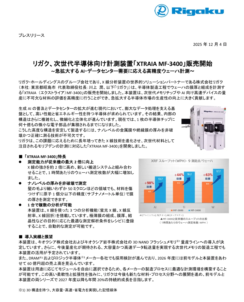 半導体・新製品分析】AI時代の隠れた主役。「測る」技術で世界を変える