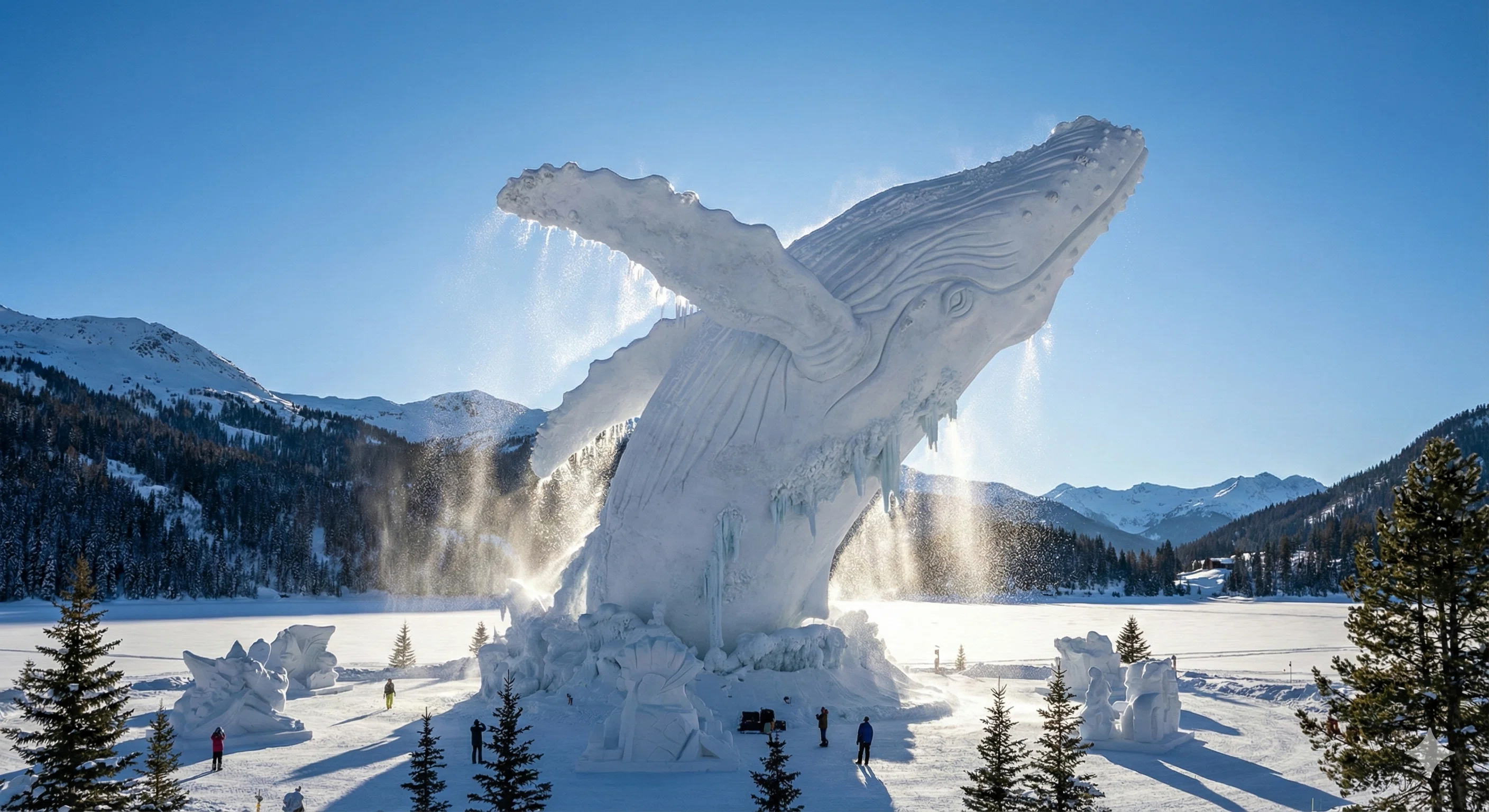 プロンプト】冬の絶景Geminiで「巨大スノーアート（雪像）」を作る