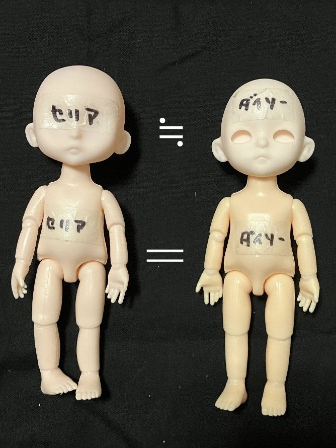 セリア・ダイソー・オビツ・リロロ 約10cmサイズドールのボディサイズ