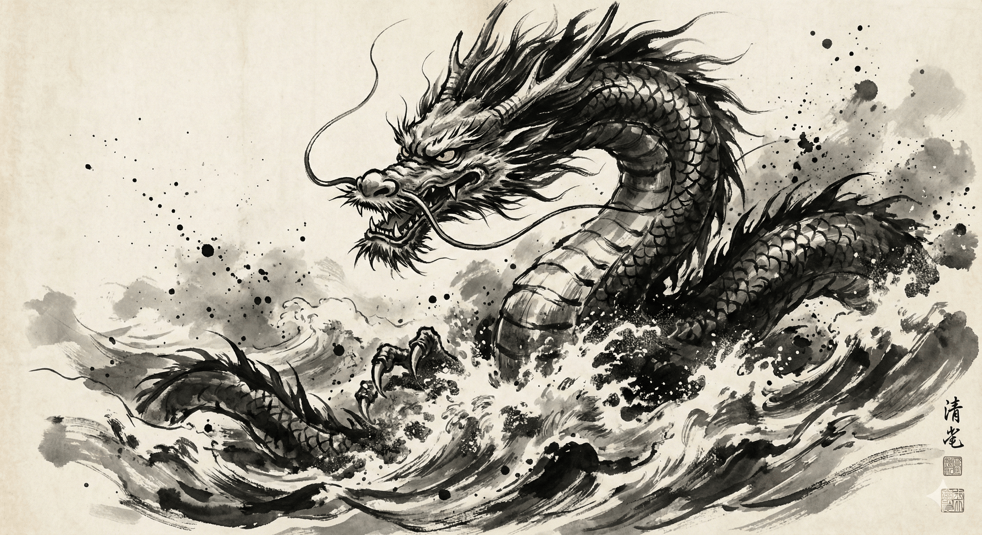 プロンプト配布】Geminiで「水墨画(墨絵)アート」を描くプロンプト プロンプト配布】Geminiで「水墨画(墨絵)アート」を描くプロンプト