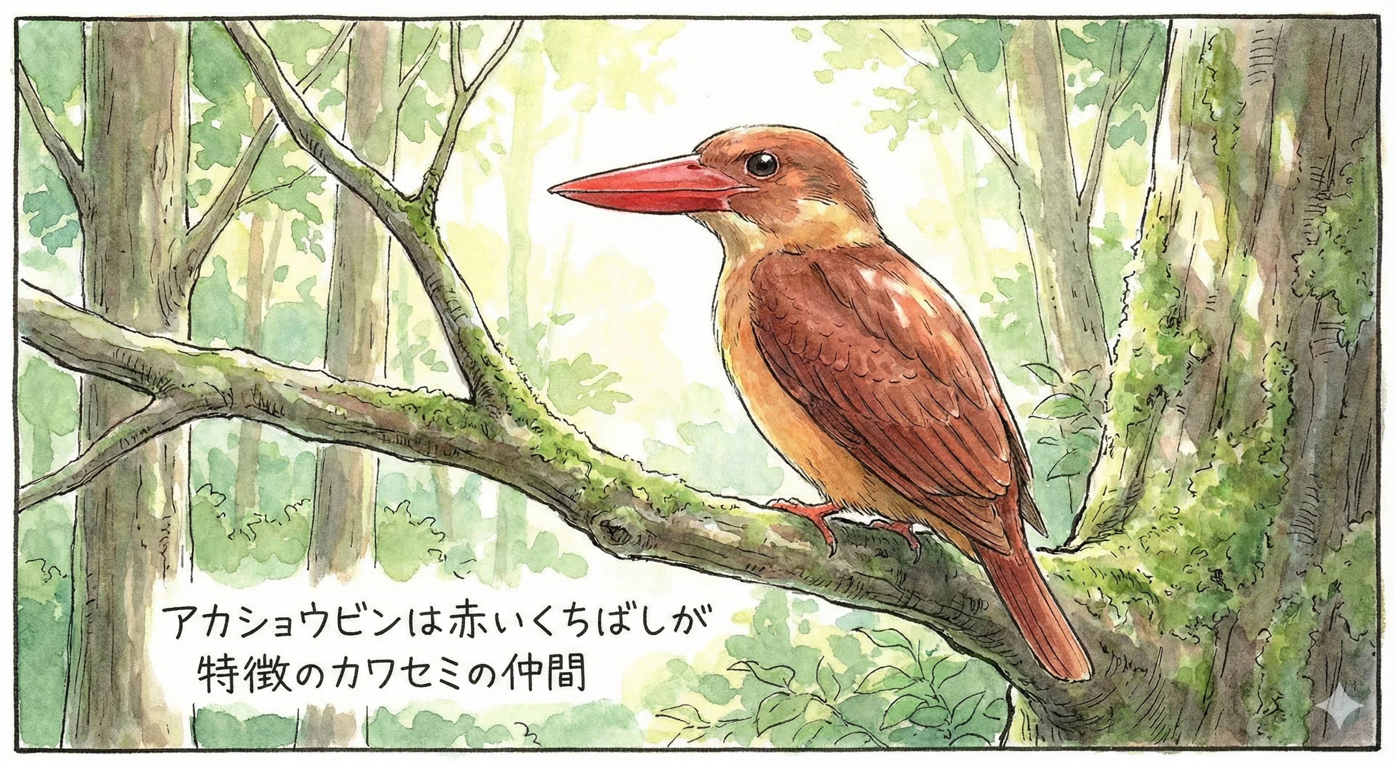 絵　【赤い実を運ぶ鳥さん】 Gemini Proで鳥の説明イラストを作ってみた｜Takebayashi