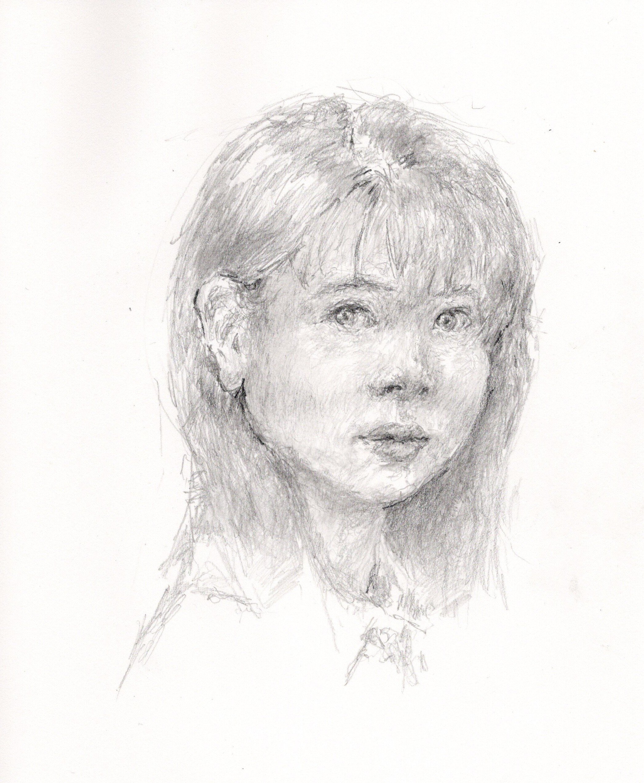 鉛筆で女の子の絵を描いてます。。｜Atelier Non