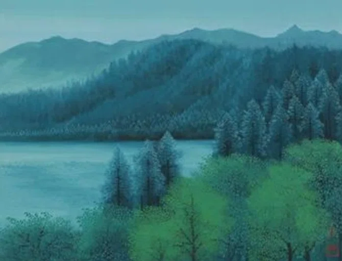 戸田三顕　とださんけん　蒼映　日本画　風景画 戸田三顕（TODA Sanken）】─日本画、紙本・彩色 査定 鑑定 買取 致し