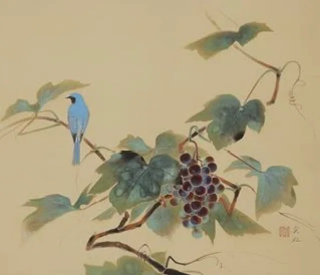 山本丘人、「青の眺望」、希少な画集の額装画、オーダーマット付・日本製新品額入り 山本倉丘（YAMAMOTO Sokyu）】─日本画、 絹本、紙本 査定 鑑定 買取