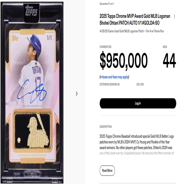 速報】大谷翔平MLBカードが史上最高額を更新｜Topps Chrome Gold