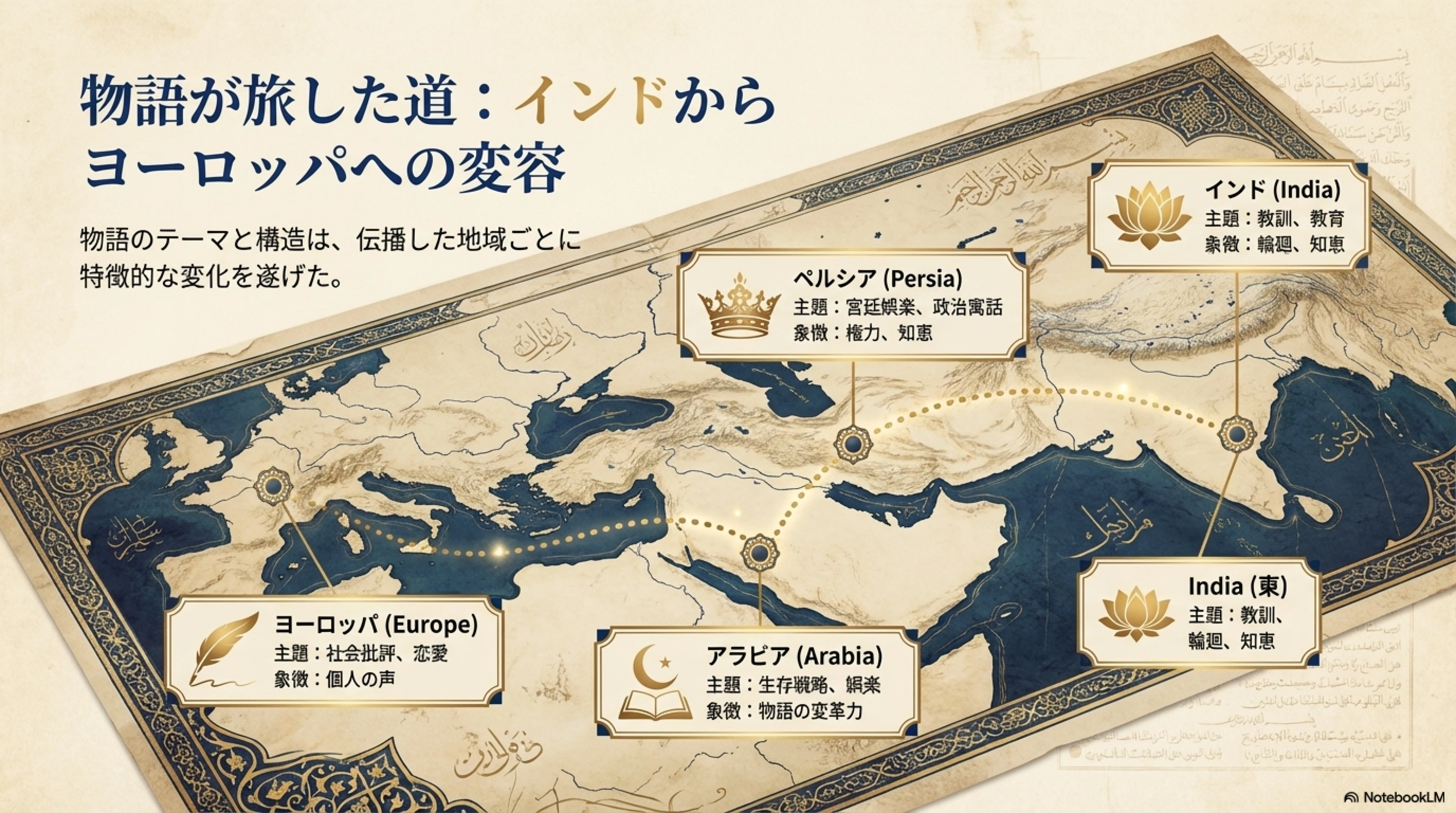 千夜一夜、アラビアンナイト、或いはシェヘラザード夜話として有名な