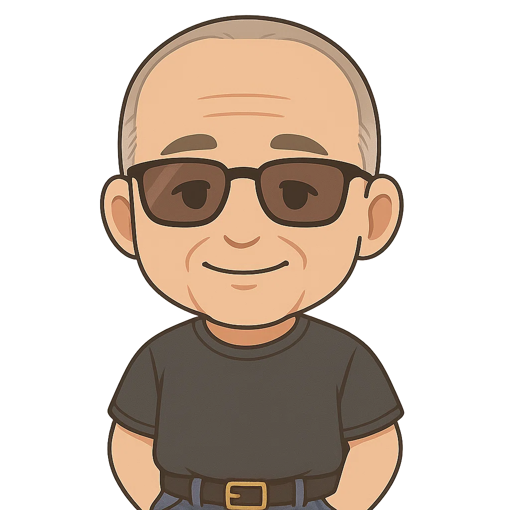 サングラスをかけた穏やかな表情のキャラクターが、優しい雰囲気で描かれています。AIが描いたイメージです