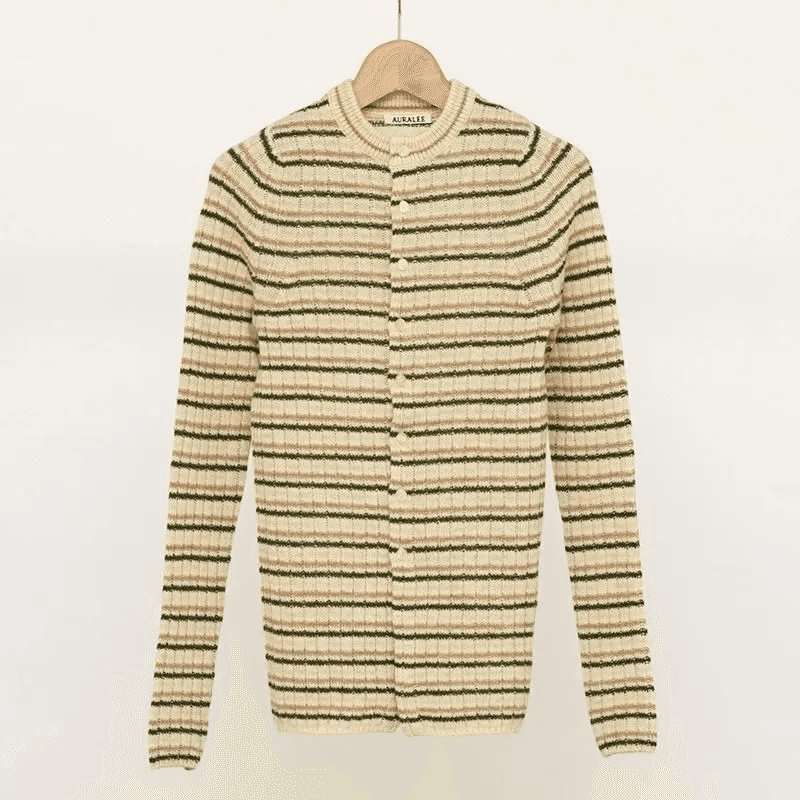 ノスタルジックボーダー【AURALEE】SHETLAND WOOL CASHMERE RIB KNIT