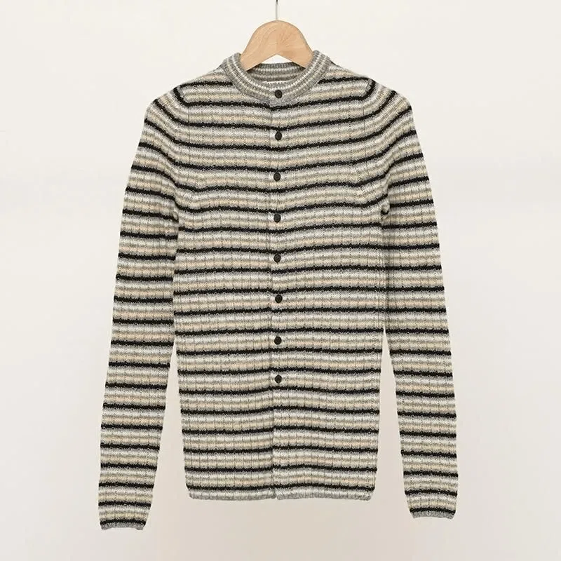 ノスタルジックボーダー【AURALEE】SHETLAND WOOL CASHMERE RIB KNIT