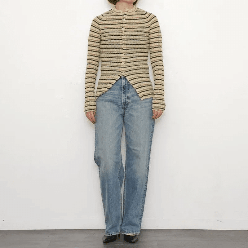 ノスタルジックボーダー【AURALEE】SHETLAND WOOL CASHMERE RIB KNIT