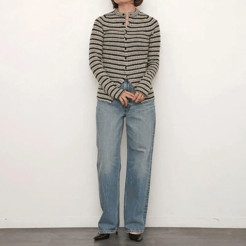 ノスタルジックボーダー【AURALEE】SHETLAND WOOL CASHMERE RIB KNIT