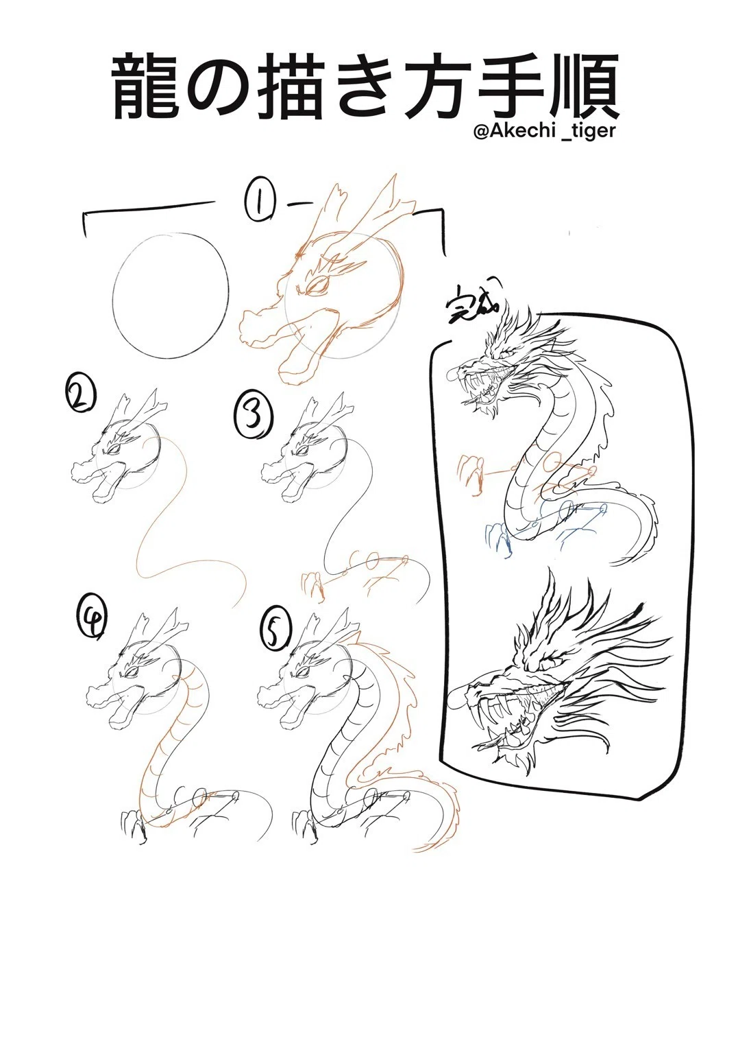 龍の描き方メモ｜明智風龍