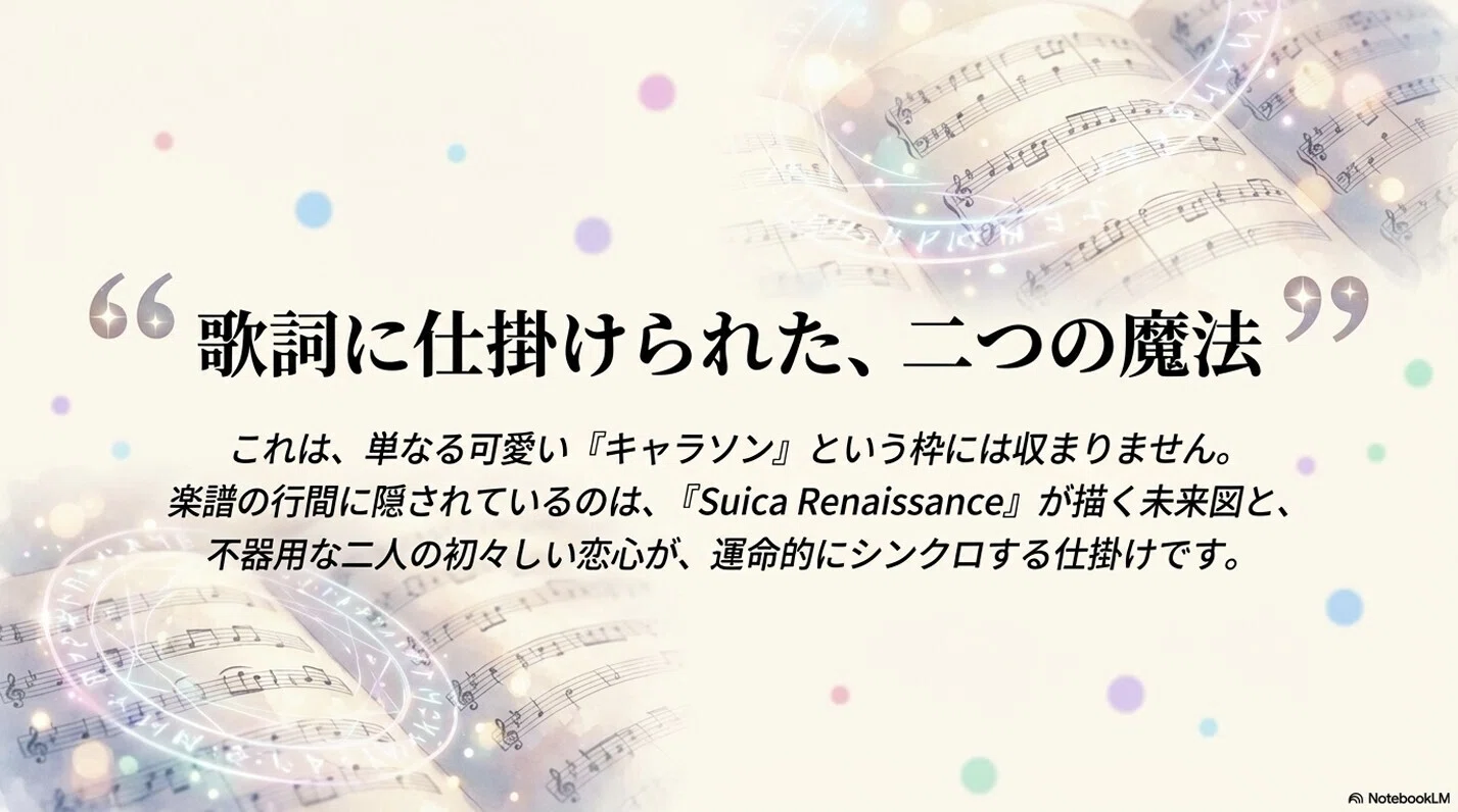 創作大賞2026 #オールカテゴリ部門 🎹Suica Lovin｜MV『Love it Lovin♡』｜🐇💖🕊️｜オリジナル曲🎵恋色の音色💕愛のライナーノーツ🎼💌夢色アート🫧Suicaの新キャラデザ🪄🎨ロゴデザイン｜図解｜歌詞解説｜創作 ｜恋愛｜音楽｜物語｜漫画｜イラスト｜動画｜アニメ｜スライド資料｜インフォグラフィック｜ <a target=