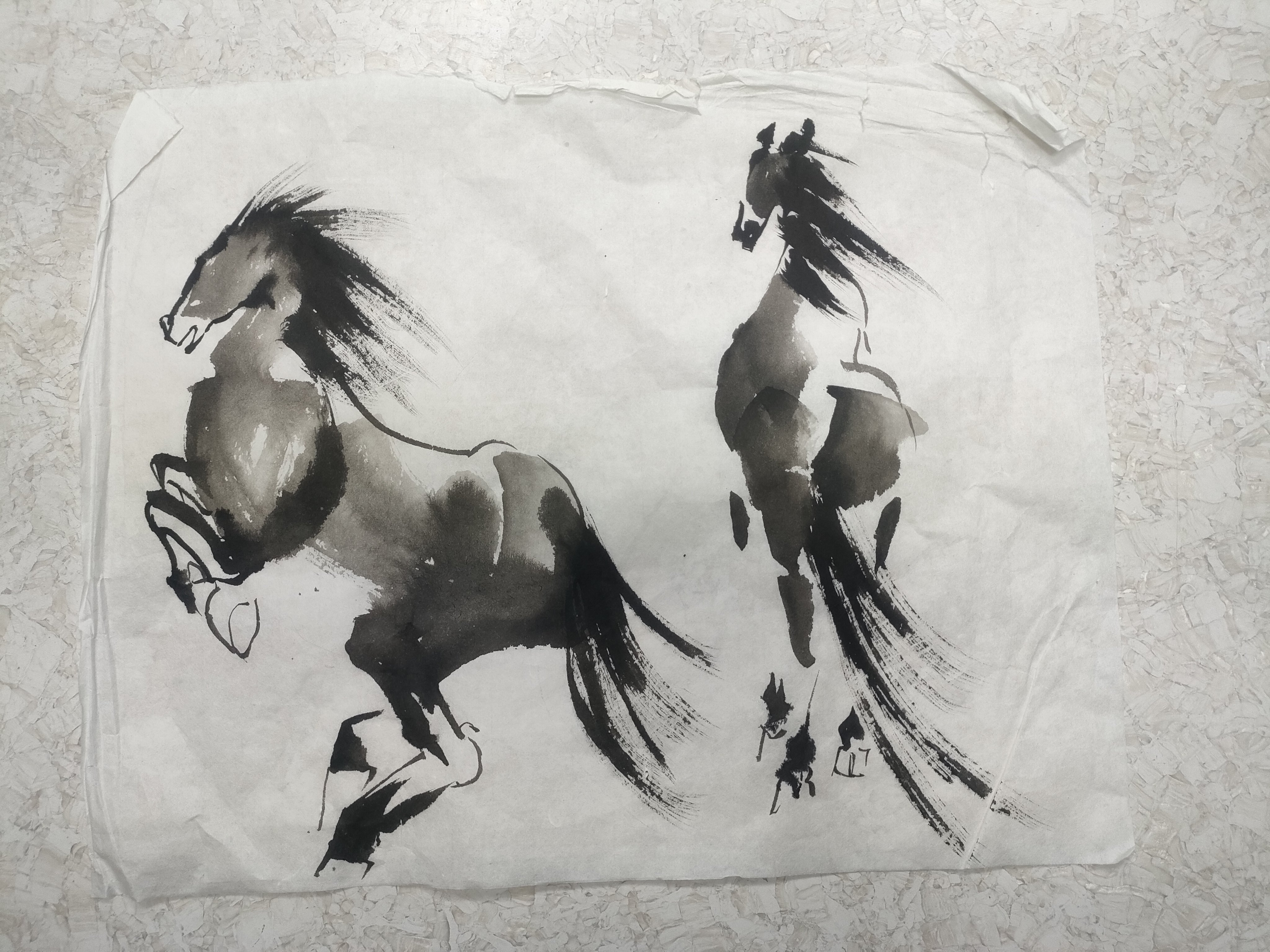 水墨画　　人馬一体 🎨馬の模写｜中村環🖋漫画描き🥖制作お役立ちメンシプやってます