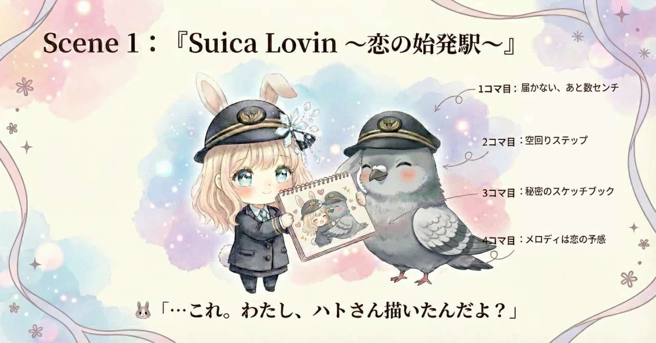創作大賞2026 #オールカテゴリ部門 🎹Suica Lovin｜MV『Love it Lovin♡』｜🐇💖🕊️｜オリジナル曲🎵恋色の音色💕愛のライナーノーツ🎼💌夢色アート🫧Suicaの新キャラデザ🪄🎨ロゴデザイン｜図解｜歌詞解説｜創作 ｜恋愛｜音楽｜物語｜漫画｜イラスト｜動画｜アニメ｜スライド資料｜インフォグラフィック｜ <a target=
