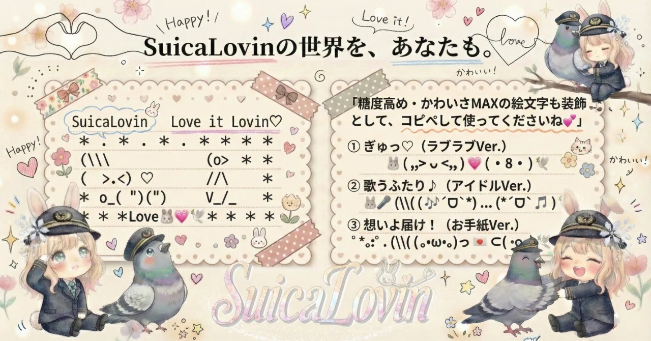 創作大賞2026 #オールカテゴリ部門 🎹Suica Lovin｜MV『Love it Lovin♡』｜🐇💖🕊️｜オリジナル曲🎵恋色の音色💕愛のライナーノーツ🎼💌夢色アート🫧Suicaの新キャラデザ🪄🎨ロゴデザイン｜図解｜歌詞解説｜創作 ｜恋愛｜音楽｜物語｜漫画｜イラスト｜動画｜アニメ｜スライド資料｜インフォグラフィック｜ <a target=